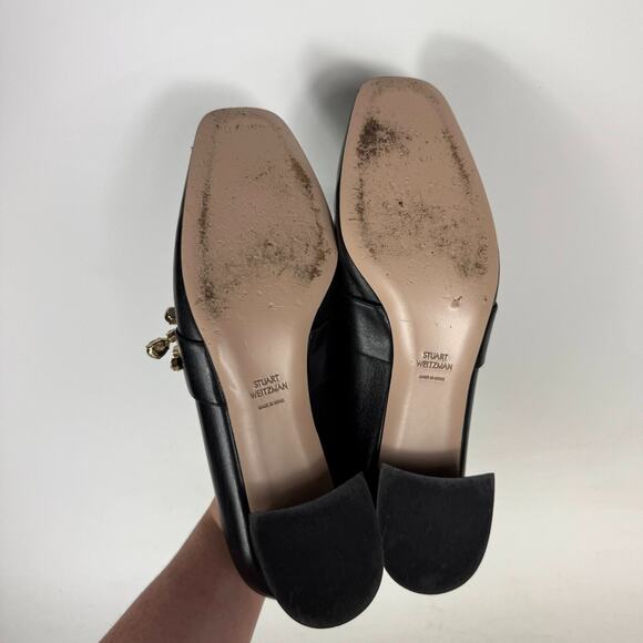 Stuart Weitzman Irises Embellished Loafers Womens 9.5 Black Slip-On Square Toe - Picture 7 of 11